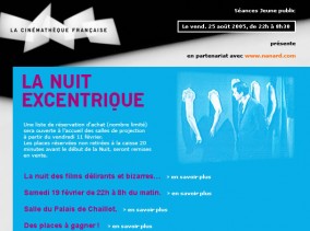 Pour la nuit excentrique à la cinémathèque française, conception HTML de la newletter