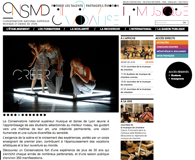 Conservatoire National Supérieur Musique et Danse de Lyon., site web de danse