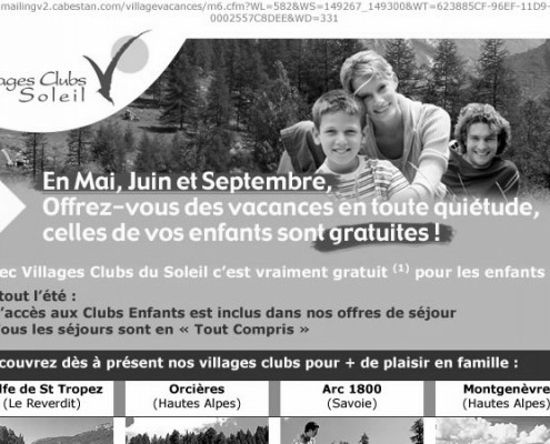 village club soleil, promotion marque via création de mailing